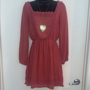 🥀 Dusty Rose Long Sleeve Dress